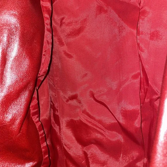 Vintage 100% Leather Suburban Heritage Trench Coat Red Wine 70's? Size 16 Belted - Picture 6 of 8